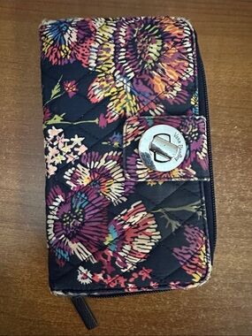 Vera Bradley Quilted Floral Phone Wallet in Black Multi-Color